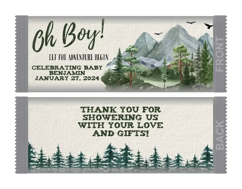 Let the Adventure Begin Full Size Baby Shower Custom Candy Bars by
